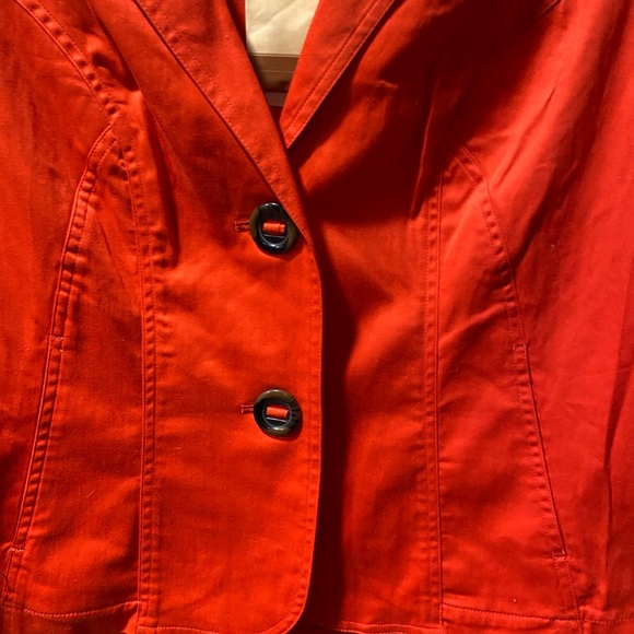 NWT Coldwater Creek Orange Red Fitted Tailored Collared Short Sleeve Jacket - Picture 3 of 10